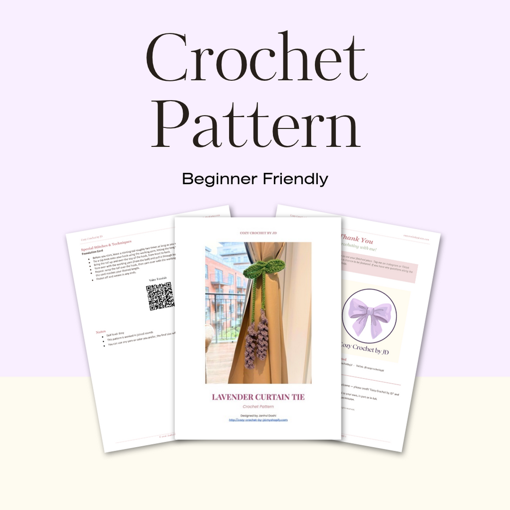 Lavender Curtain Tie Crochet Pattern | PDF Download | Botanical Curtain Tieback