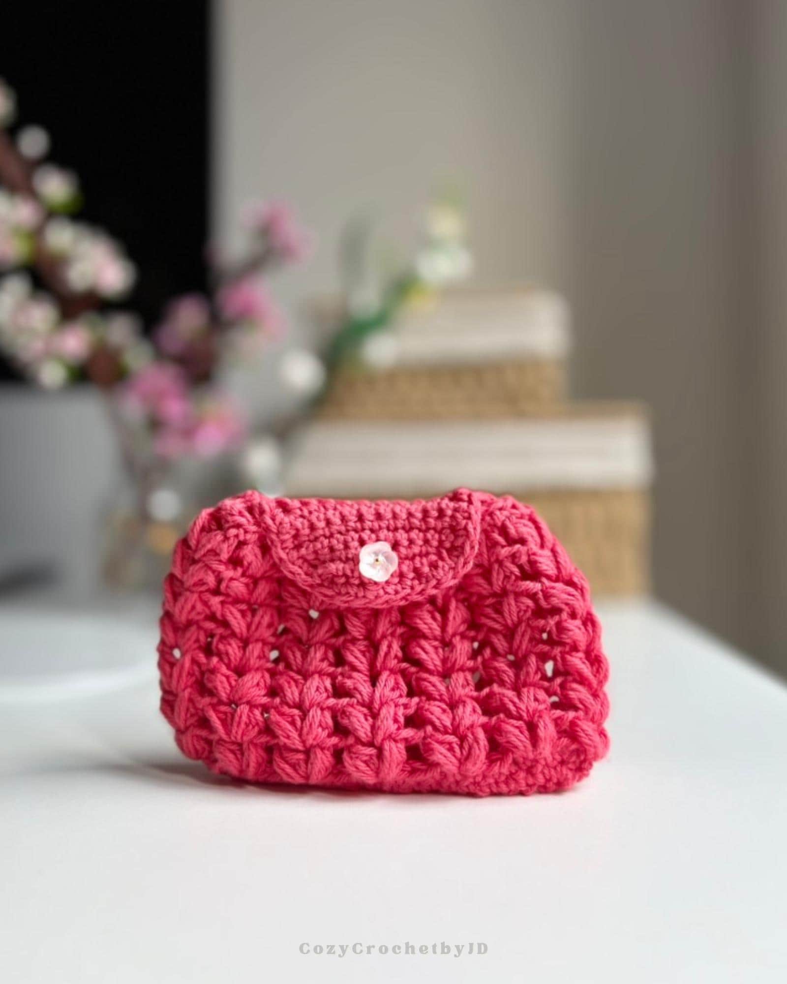 Handmade Cotton Crochet Mini Pouch | Keychain Bag Charm Holder