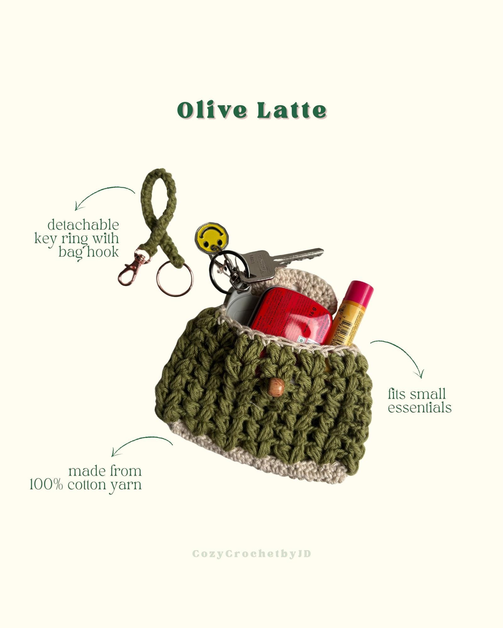 Handmade Cotton Crochet Mini Pouch | Keychain Bag Charm Holder