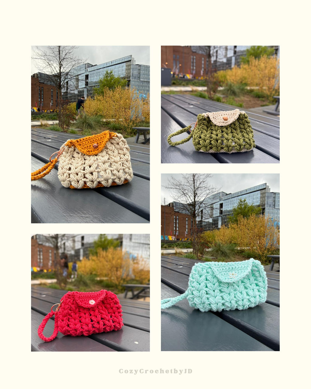 Handmade Cotton Crochet Mini Pouch | Keychain Bag Charm Holder
