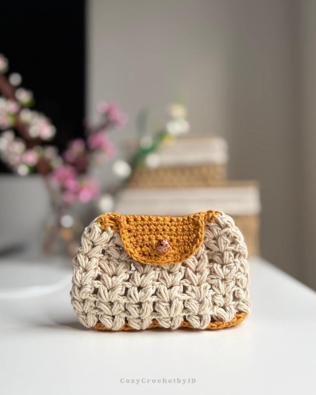 Handmade Cotton Crochet Mini Pouch | Keychain Bag Charm Holder