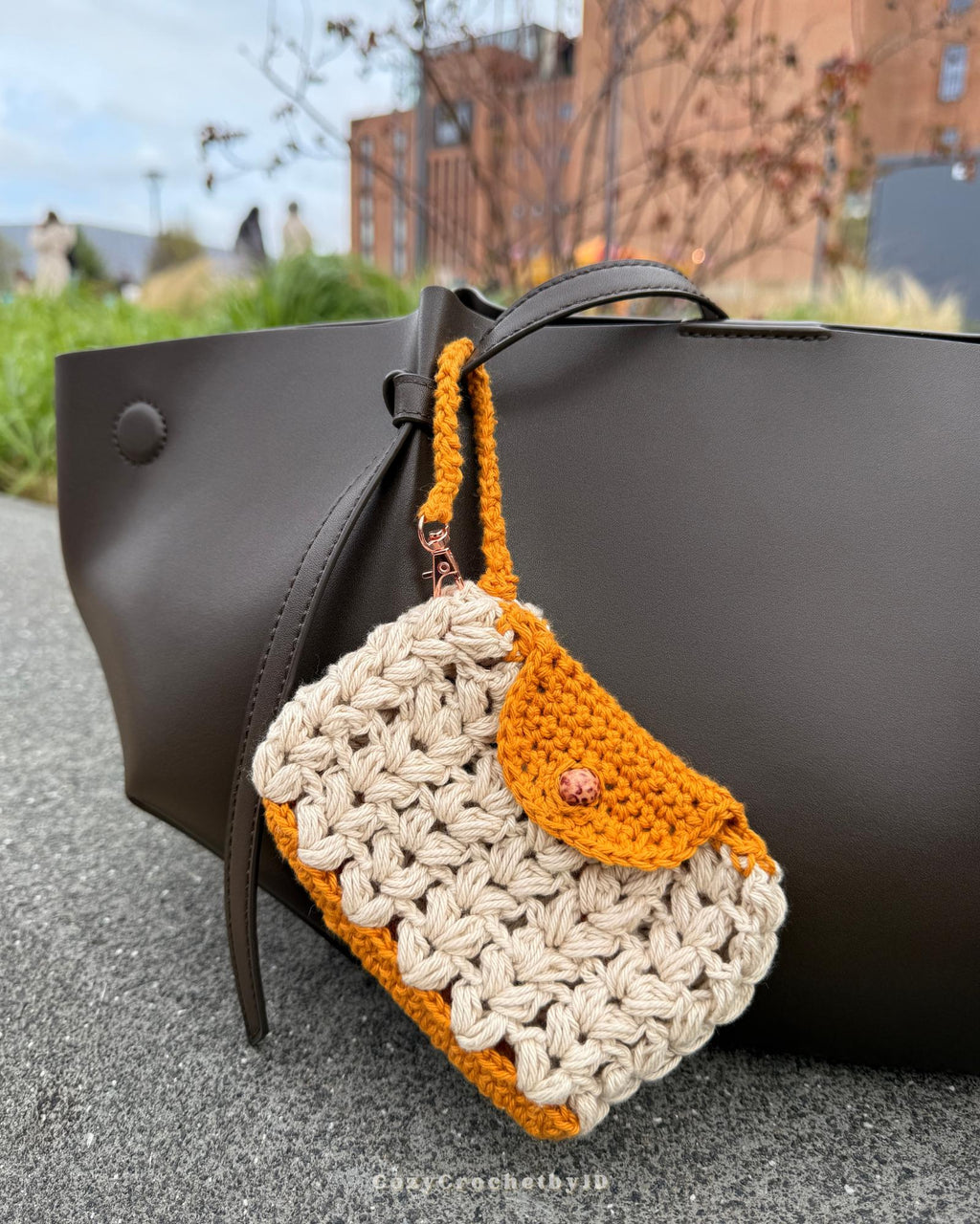 Handmade Cotton Crochet Mini Pouch | Keychain Bag Charm Holder