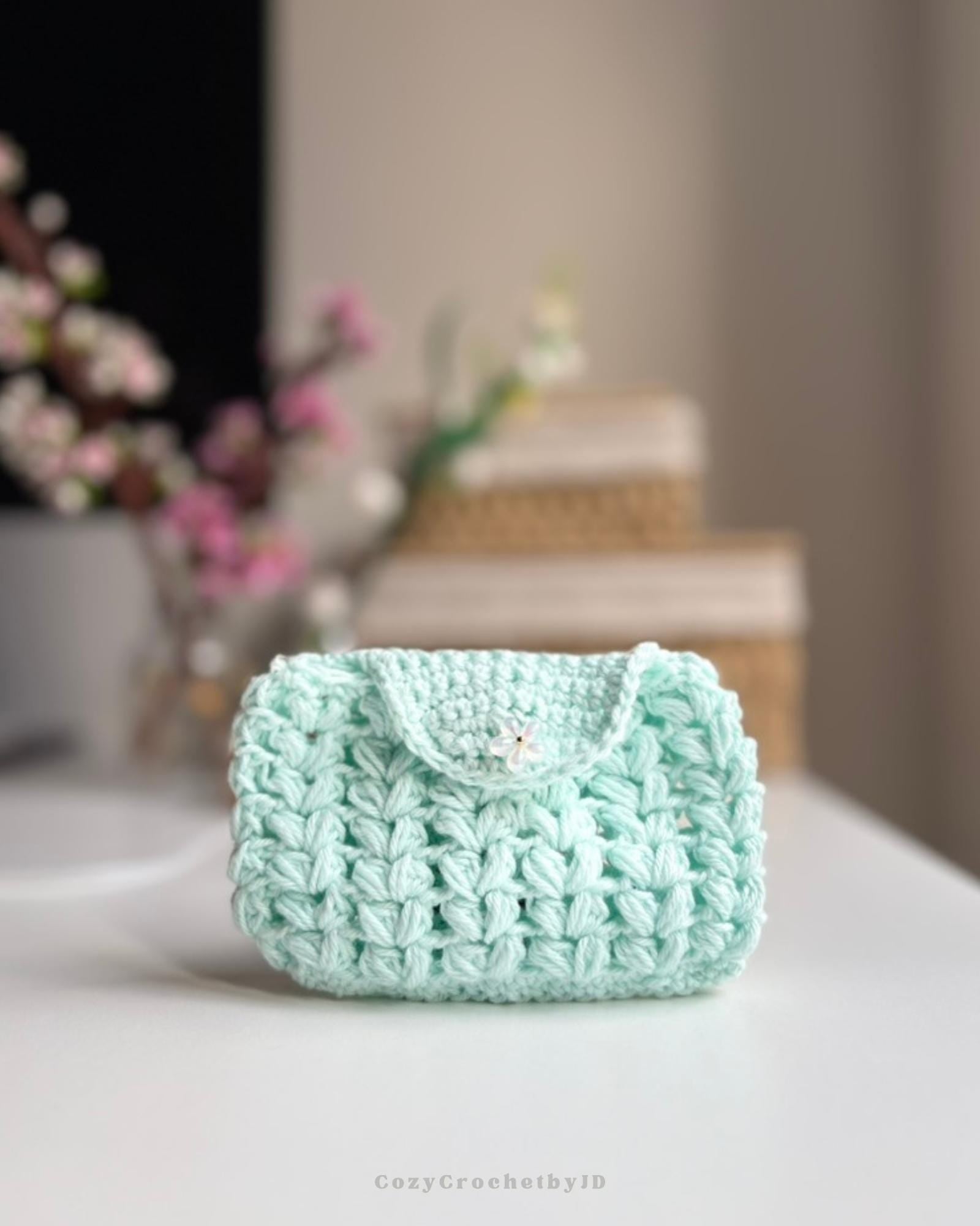 Handmade Cotton Crochet Mini Pouch | Keychain Bag Charm Holder