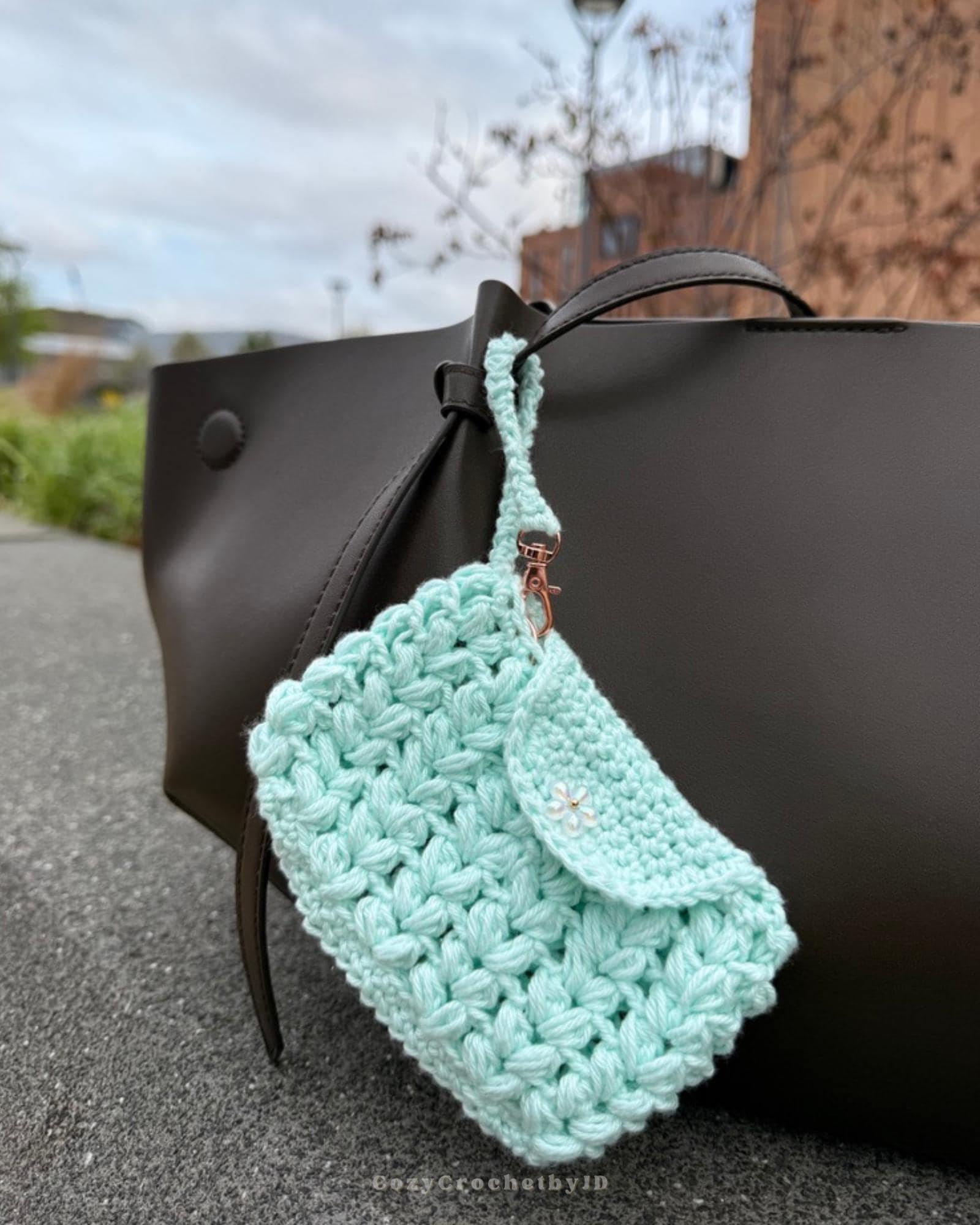 Handmade Cotton Crochet Mini Pouch | Keychain Bag Charm Holder