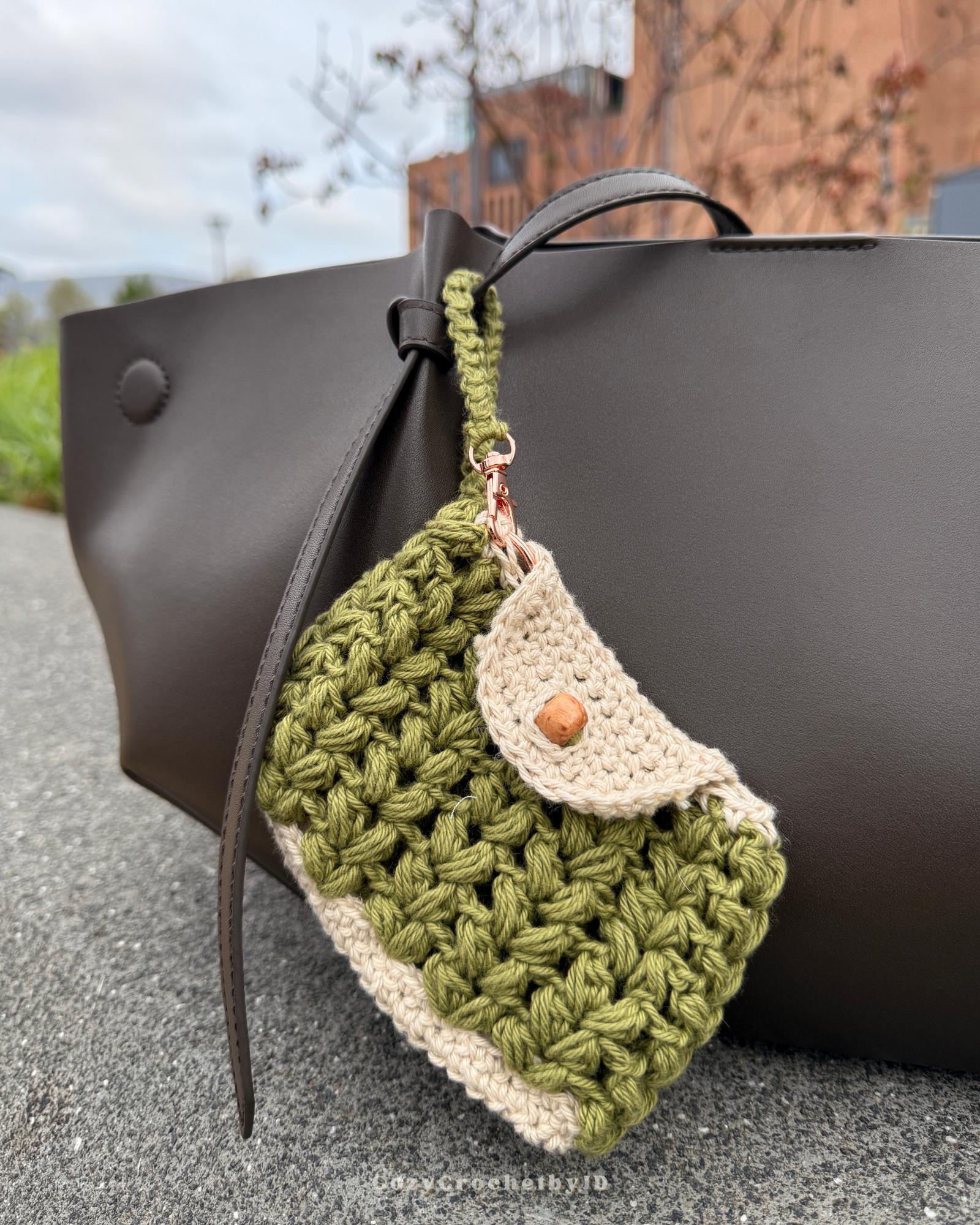 Handmade Cotton Crochet Mini Pouch | Keychain Bag Charm Holder