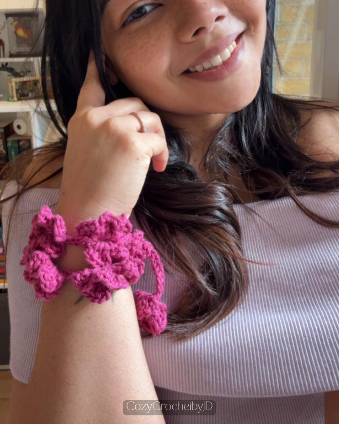 Crochet Flower Choker Necklace, Daisy Chain Bracelet, Boho Festival Jewelry