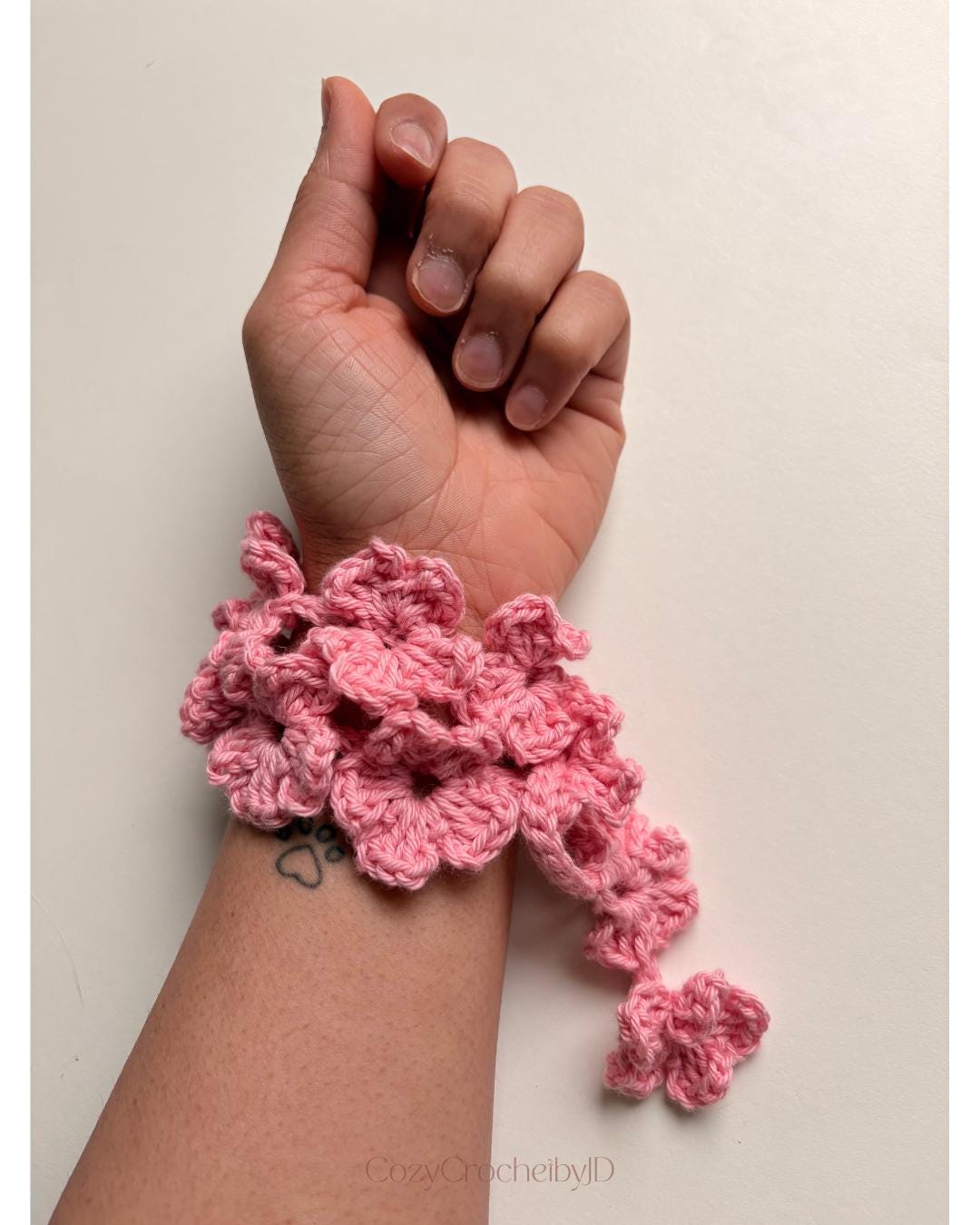 Crochet Flower Choker Necklace, Daisy Chain Bracelet, Boho Festival Jewelry