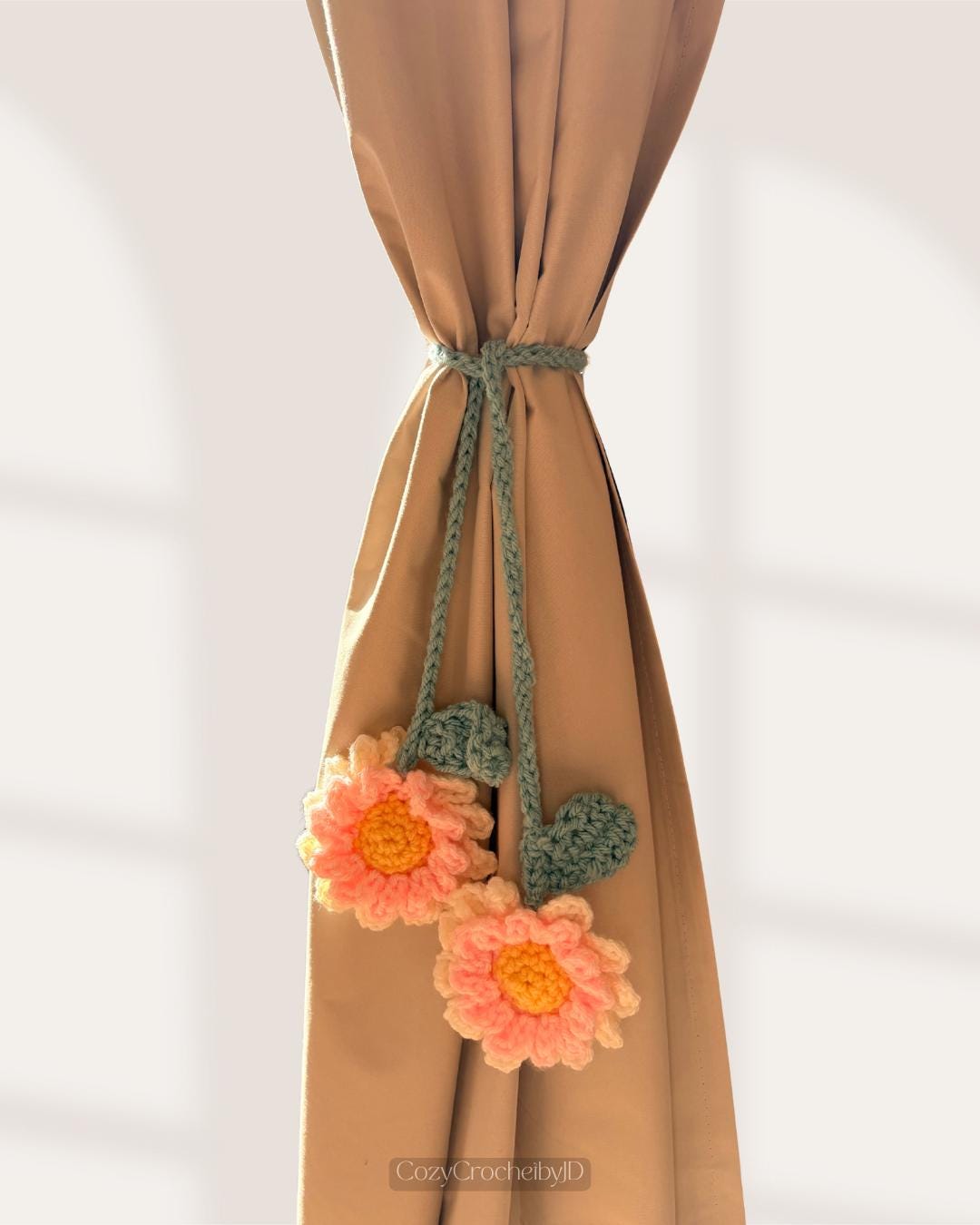 Crochet Daisy Curtain Tieback | Handmade Floral Holdback | Boho Nursery Decor