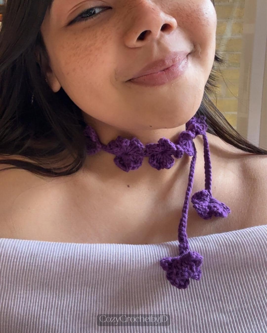 Crochet Flower Choker Necklace, Daisy Chain Bracelet, Boho Festival Jewelry