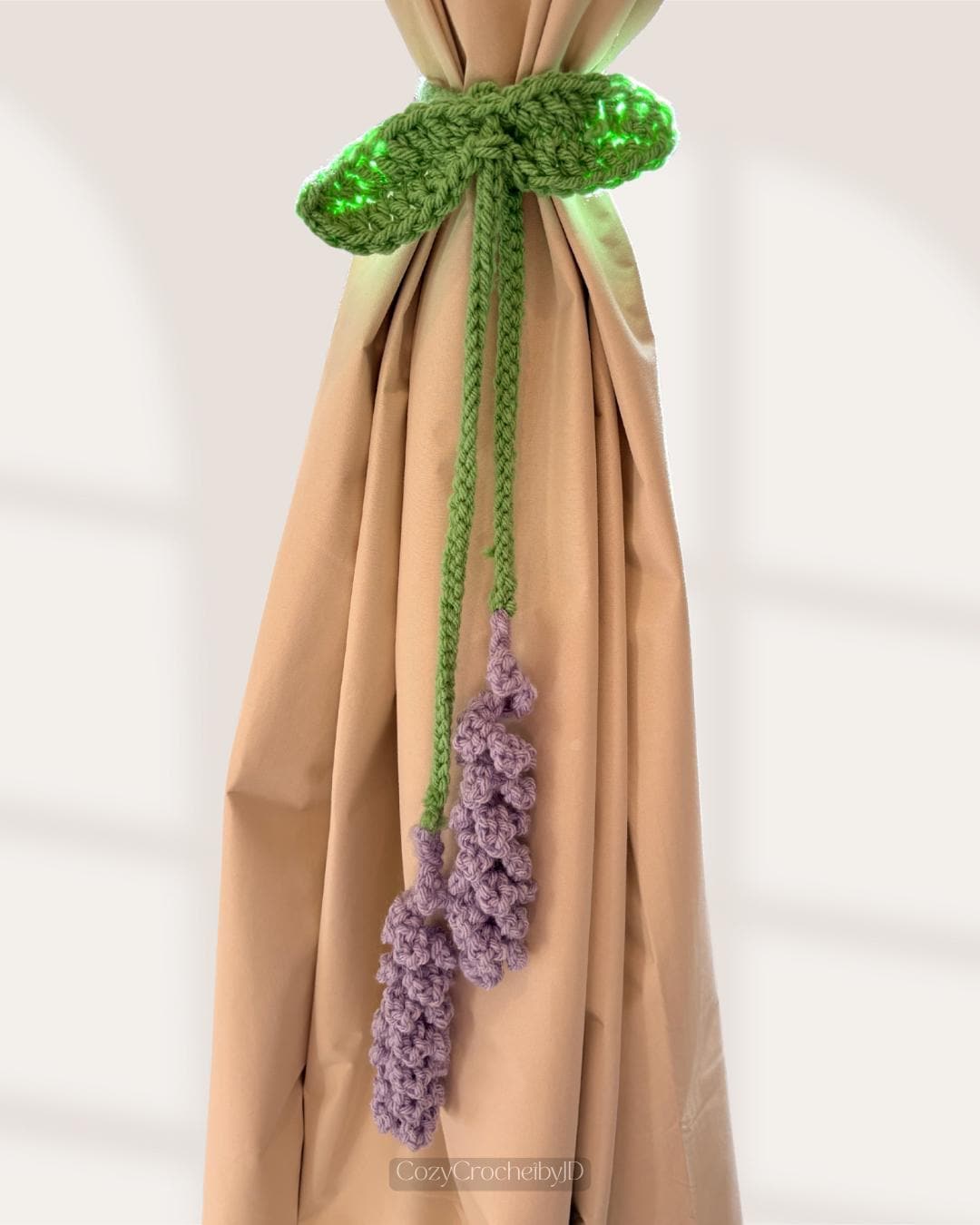 Crochet Lavender Curtain Tieback | Handmade Floral Botanical Home Decor
