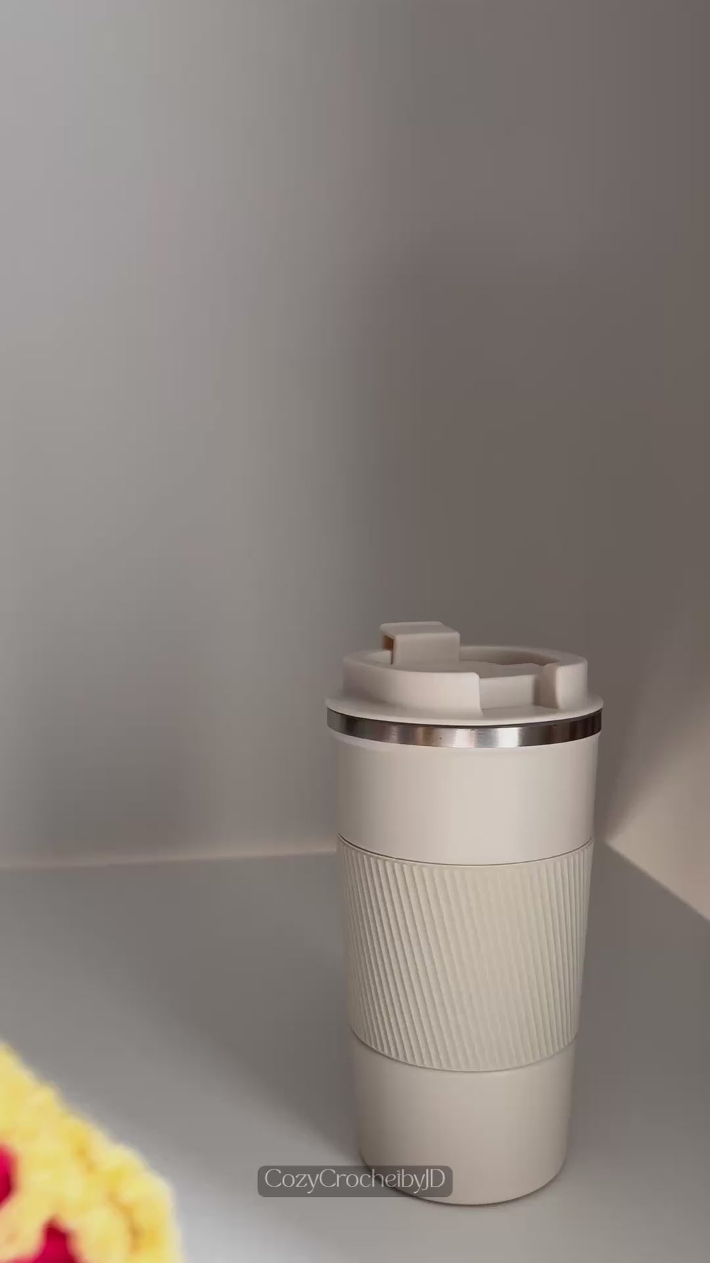 Crochet Cup Holder with Handle | Reusable Coffee Cup Carrier | Handmade Tumbler Net Bag