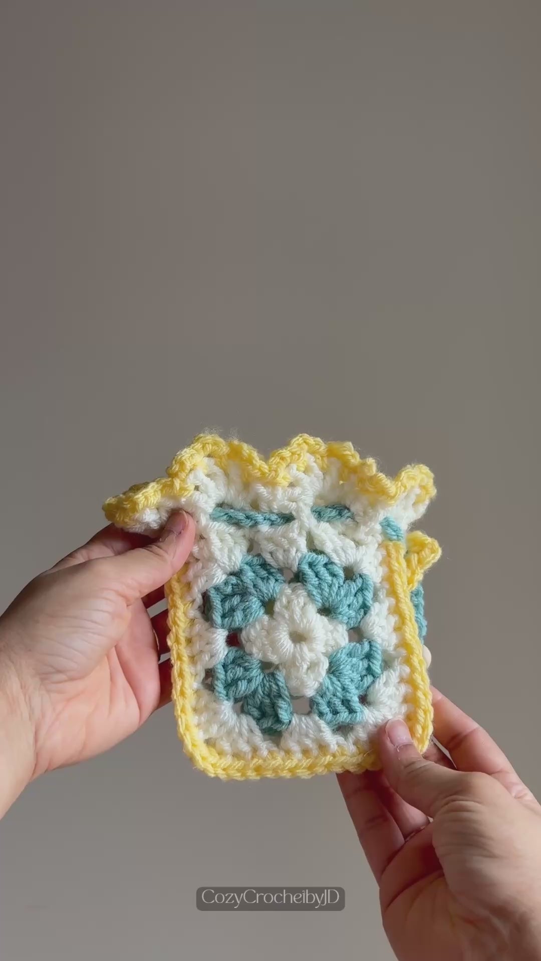 Crochet Granny Square Pouch | Handmade Drawstring Mini Bag | Cute Essentials Purse | Gift for Her